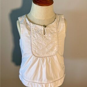 White Sleeveless Top with Embroidered Detail. 2T girl toddler